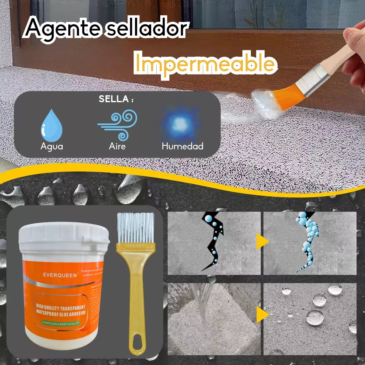 Adhesivo sellador impermeable 300gr + Brocha